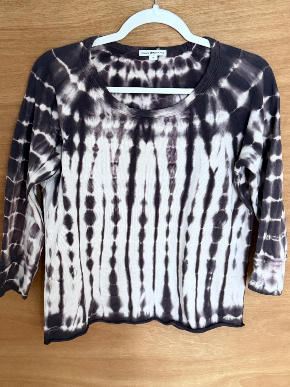 Standard James Perse purple tie dye top size 2 medium 3/4 sleeve rolled hem